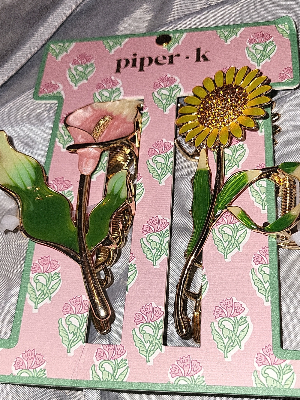 Piper K Sunflower Calla Lily Floral Hair Clips Brand New Ls Lp